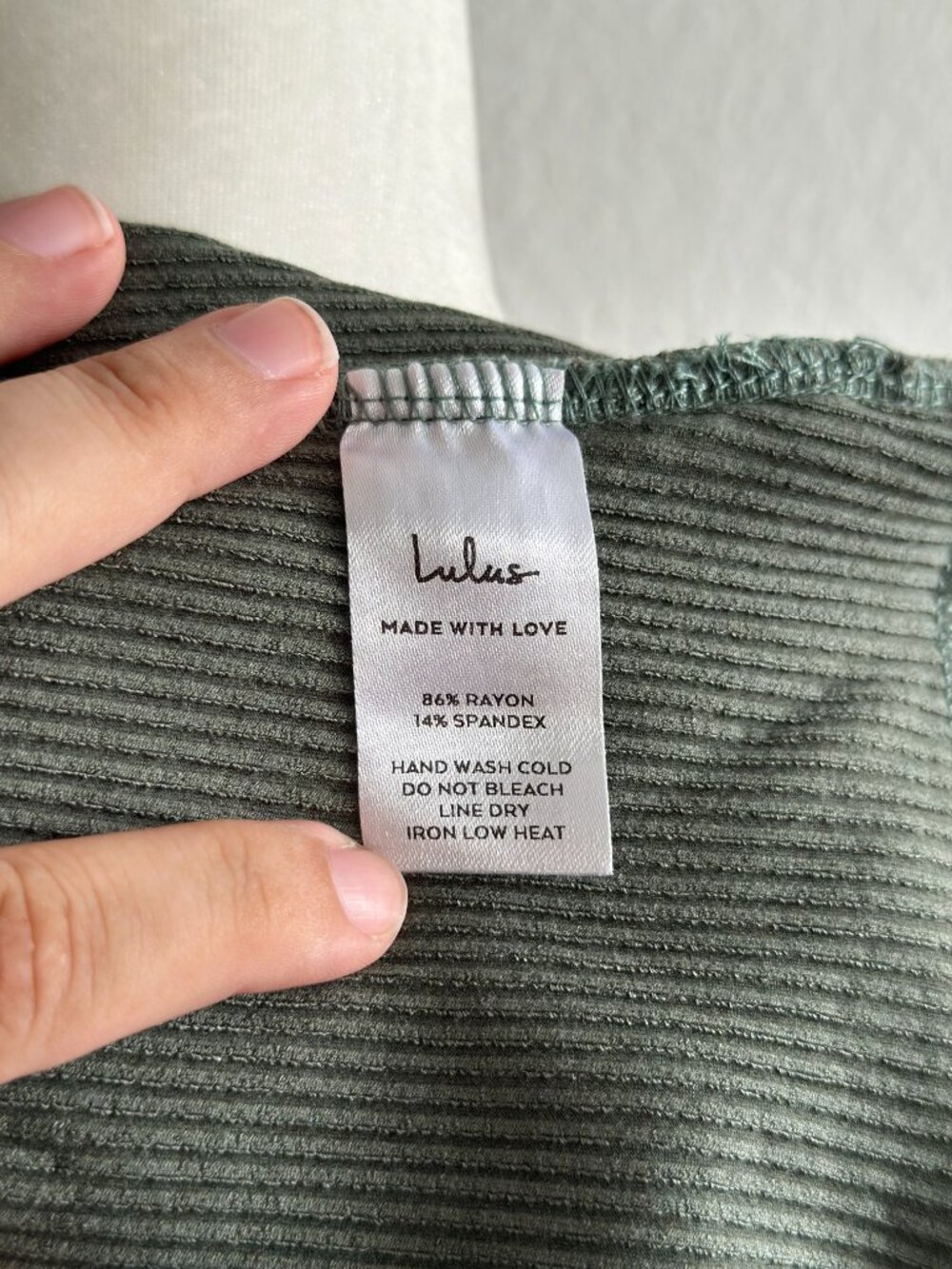 Lulus Olive Green Ribbed Wrap Bodysuit Small Stretch V-Neck Short Sleeve - Picture 8 of 8